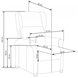 Fauteuil relax manuel, velours bleu, inclinable, repose pied réglable, AGNELO 2