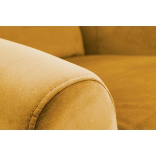 Fauteuil relax manuel, velours moutarde de qualité, AGNELO 2