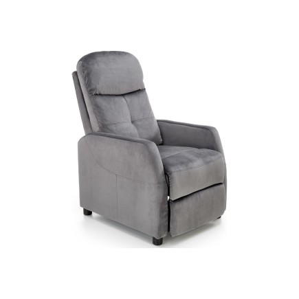 Fauteuil relax manuel, velours gris de qualité, FELLINI 2
