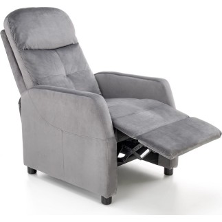 Fauteuil relax manuel, velours gris de qualité, FELLINI 2, Fauteuil 1 place