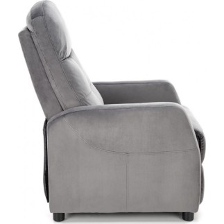 Fauteuil relax manuel, velours gris de qualité, FELLINI 2