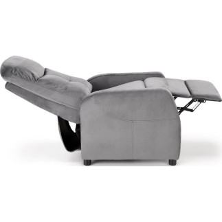 Fauteuil relax manuel, velours gris de qualité, FELLINI 2