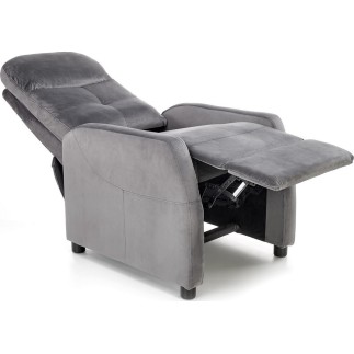 Fauteuil relax manuel, velours gris de qualité, FELLINI 2