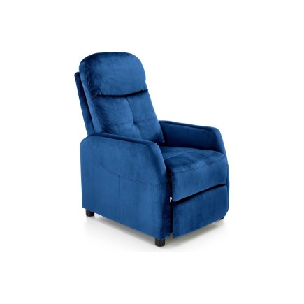 Fauteuil relax manuel, velours bleu de qualité, FELLINI 2