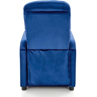 Fauteuil relax manuel, velours bleu de qualité, FELLINI 2