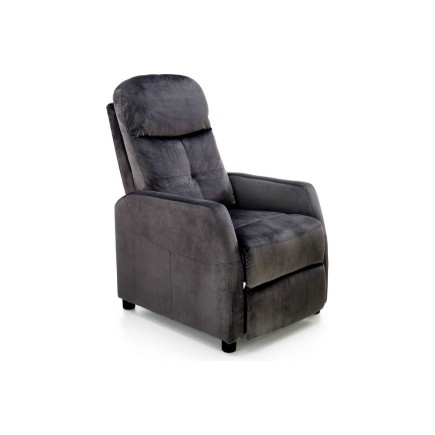 Fauteuil relax manuel, velours noir de qualité, FELLINI 2