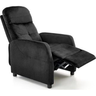Fauteuil relax manuel, velours noir de qualité, FELLINI 2, Fauteuil 1 place