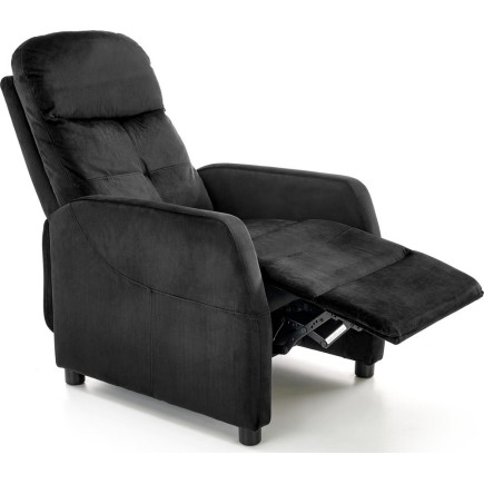 Fauteuil relax manuel, velours noir de qualité, FELLINI 2, Fauteuil 1 place