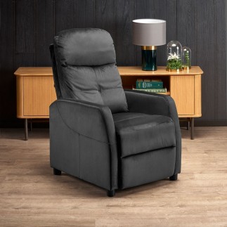 Fauteuil relax manuel, velours noir de qualité, FELLINI 2