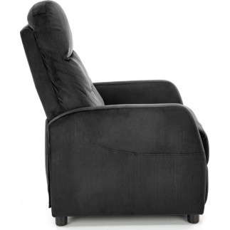 Fauteuil relax manuel, velours noir de qualité, FELLINI 2