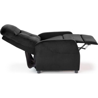 Fauteuil relax manuel, velours noir de qualité, FELLINI 2