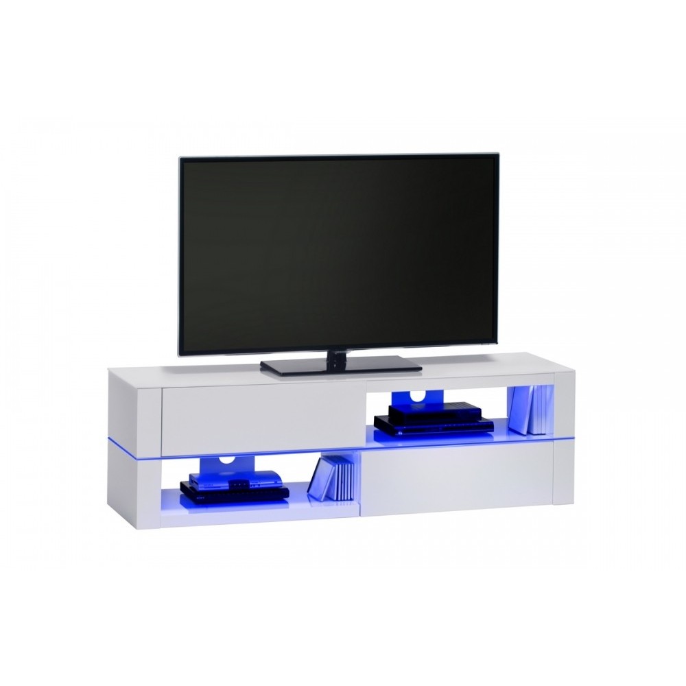 Meuble TV design laqué blanc ultra brillant, VISION Meuble TV design laqué blanc ultra brillant, VISION