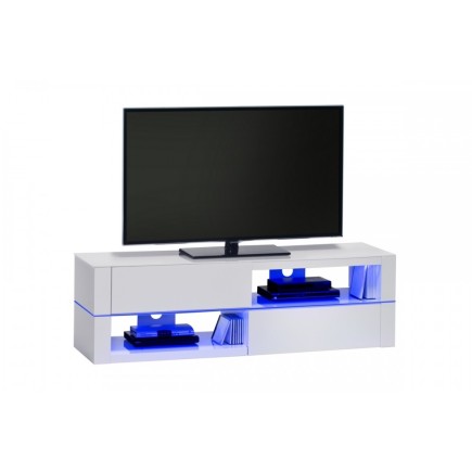 Meuble TV design laqué blanc ultra brillant, VISION
