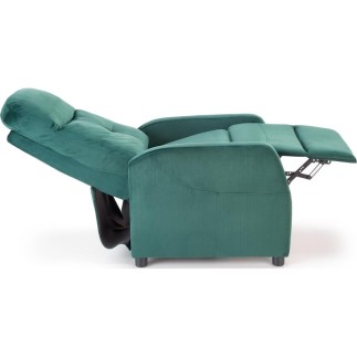 Fauteuil relax manuel, velours vert de qualité, FELLINI 2