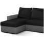 Canapé d'angle convertible - en tissu, rangement, noir/gris, angle gauche (vu de face), LIMA, 4 places Canapé d'angle convertible - en tissu, rangement, noir/gris, angle gauche (vu de face), LIMA, 4 places