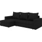 Canapé d'angle convertible en tissu, rangement, noir uni, angle gauche (vu de face), LIMA, 4 places Canapé d'angle convertible en tissu, rangement, noir uni, angle gauche (vu de face), LIMA, 4 places
