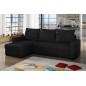 Canapé d'angle convertible en tissu, rangement, noir uni, angle gauche (vu de face), LIMA, 4 places Canapé d'angle convertible en tissu, rangement, noir uni, angle gauche (vu de face), LIMA, 4 places
