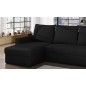 Canapé d'angle convertible en tissu, rangement, noir uni, angle gauche (vu de face), LIMA, 4 places Canapé d'angle convertible en tissu, rangement, noir uni, angle gauche (vu de face), LIMA, 4 places
