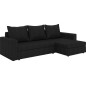 Canapé d'angle convertible en tissu, rangement, noir uni, angle droit (vu de face), LIMA, 4 places Canapé d'angle convertible en tissu, rangement, noir uni, angle droit (vu de face), LIMA, 4 places