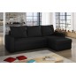 Canapé d'angle convertible en tissu, rangement, noir uni, angle droit (vu de face), LIMA, 4 places Canapé d'angle convertible en tissu, rangement, noir uni, angle droit (vu de face), LIMA, 4 places
