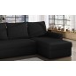 Canapé d'angle convertible en tissu, rangement, noir uni, angle droit (vu de face), LIMA, 4 places Canapé d'angle convertible en tissu, rangement, noir uni, angle droit (vu de face), LIMA, 4 places