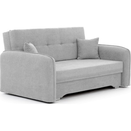 Joli canapé convertible avec rangement en tissu gris, LAURENT, 2 places