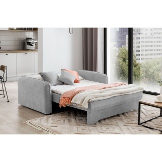 Joli canapé convertible avec rangement en tissu gris, LAURENT