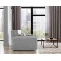Joli canapé convertible avec rangement en tissu gris, LAURENT, 2 places