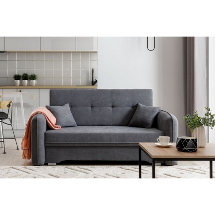 Joli canapé convertible avec rangement en tissu gris foncé, LAURENT