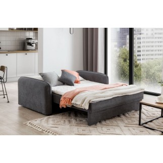 Joli canapé convertible avec rangement en tissu gris foncé, LAURENT