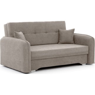 Joli canapé convertible avec rangement en tissu beige, LAURENT, 2 places