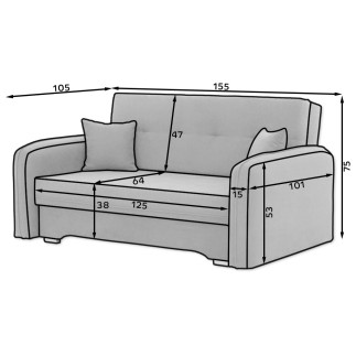 Joli canapé convertible avec rangement en tissu beige, LAURENT