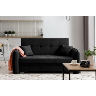 Joli canapé convertible avec rangement en tissu noir, LAURENT