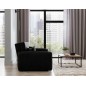Joli canapé convertible avec rangement en tissu noir, LAURENT, 2 places Joli canapé convertible avec rangement en tissu noir, LAURENT, 2 places