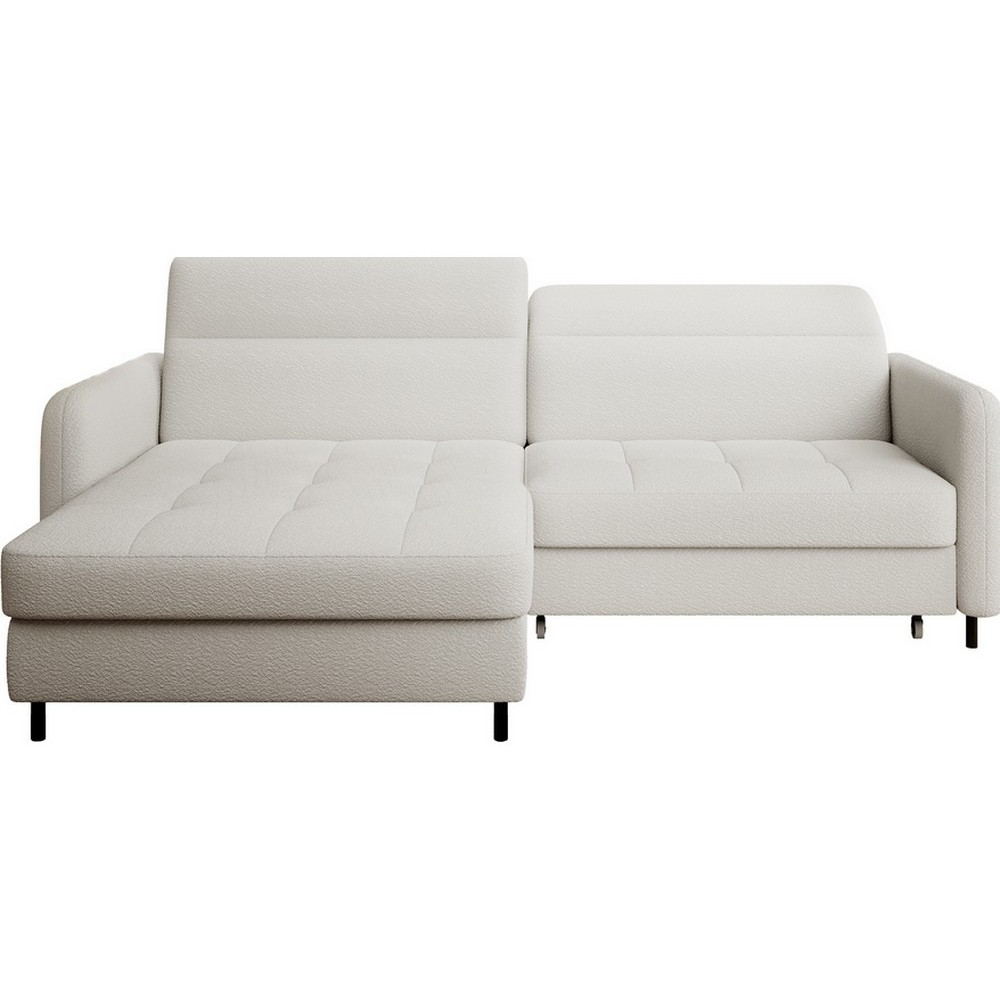 Canapé d'angle convertible - en tissu, avec rangement, blanc, angle gauche, GOVIA, 3 places Canapé d'angle convertible - en tissu, avec rangement, blanc, angle gauche, GOVIA, 3 places