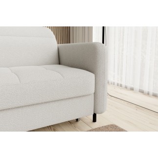 Canapé d'angle convertible - en tissu, avec rangement, blanc, angle gauche, GOVIA