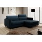 Canapé d'angle convertible en tissu, avec rangement, bleu, angle droit, GOVIA, 3 places Canapé d'angle convertible en tissu, avec rangement, bleu, angle droit, GOVIA, 3 places