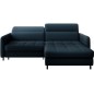 Canapé d'angle convertible en tissu, avec rangement, bleu, angle droit, GOVIA, 3 places Canapé d'angle convertible en tissu, avec rangement, bleu, angle droit, GOVIA, 3 places