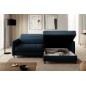 Canapé d'angle convertible en tissu, avec rangement, bleu, angle droit, GOVIA, 3 places Canapé d'angle convertible en tissu, avec rangement, bleu, angle droit, GOVIA, 3 places