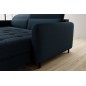 Canapé d'angle convertible en tissu, avec rangement, bleu, angle droit, GOVIA, 3 places Canapé d'angle convertible en tissu, avec rangement, bleu, angle droit, GOVIA, 3 places