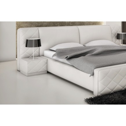 Lit en cuir italien de luxe ELEGANCE, blanc, 180x200
