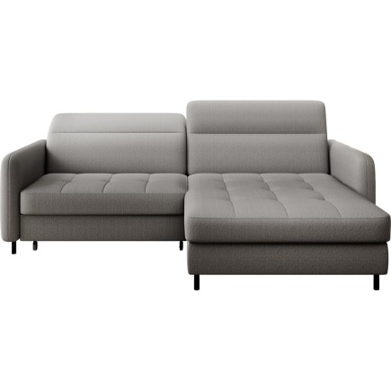 Canapé d'angle convertible en tissu, avec rangement, gris, angle droit, GOVIA, 3 places
