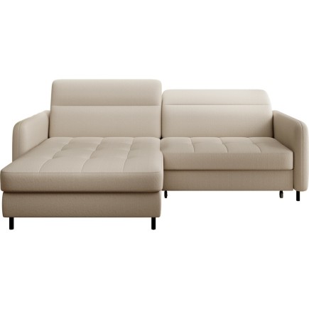 Canapé d'angle convertible - en tissu, avec rangement, beige, angle gauche, GOVIA