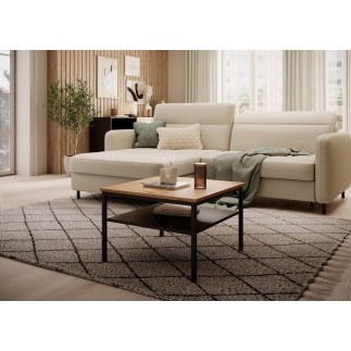 Canapé d'angle convertible - en tissu, avec rangement, beige, angle gauche, GOVIA