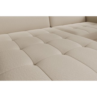 Canapé d'angle convertible en tissu, avec rangement, beige, angle droit, GOVIA