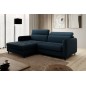 Canapé d'angle convertible - en tissu, avec rangement, bleu, angle gauche, GOVIA, 3 places Canapé d'angle convertible - en tissu, avec rangement, bleu, angle gauche, GOVIA, 3 places