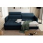 Canapé d'angle convertible - en tissu, avec rangement, bleu, angle gauche, GOVIA, 3 places Canapé d'angle convertible - en tissu, avec rangement, bleu, angle gauche, GOVIA, 3 places