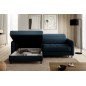 Canapé d'angle convertible - en tissu, avec rangement, bleu, angle gauche, GOVIA, 3 places Canapé d'angle convertible - en tissu, avec rangement, bleu, angle gauche, GOVIA, 3 places