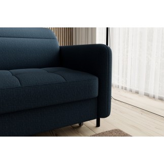 Canapé d'angle convertible - en tissu, avec rangement, bleu, angle gauche, GOVIA