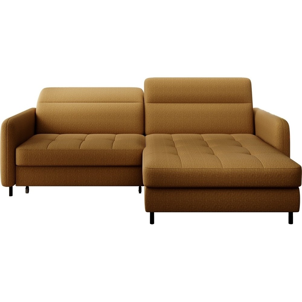 Canapé d'angle convertible en tissu, avec rangement, moutarde, angle droit, GOVIA, 3 places Canapé d'angle convertible en tissu, avec rangement, moutarde, angle droit, GOVIA, 3 places